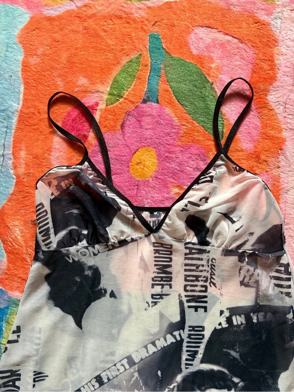 Graphic Black & White Photo-Print Slip Dress for Kids - Picture 2 of 5